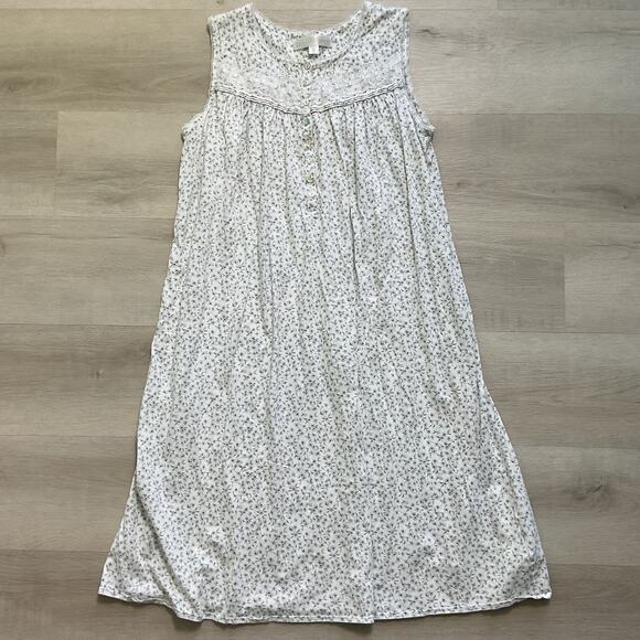Eileen West Womens Pure Cotton Nightgown Knee Length Half button up Medium - Picture 10 of 10